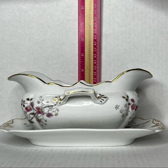 Carlsbad AK China Gravy Boat with‎ Under plate Floral Gold Trim - Picture 11 of 17